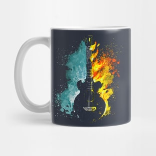 guitar silhouette with water and fire Mug